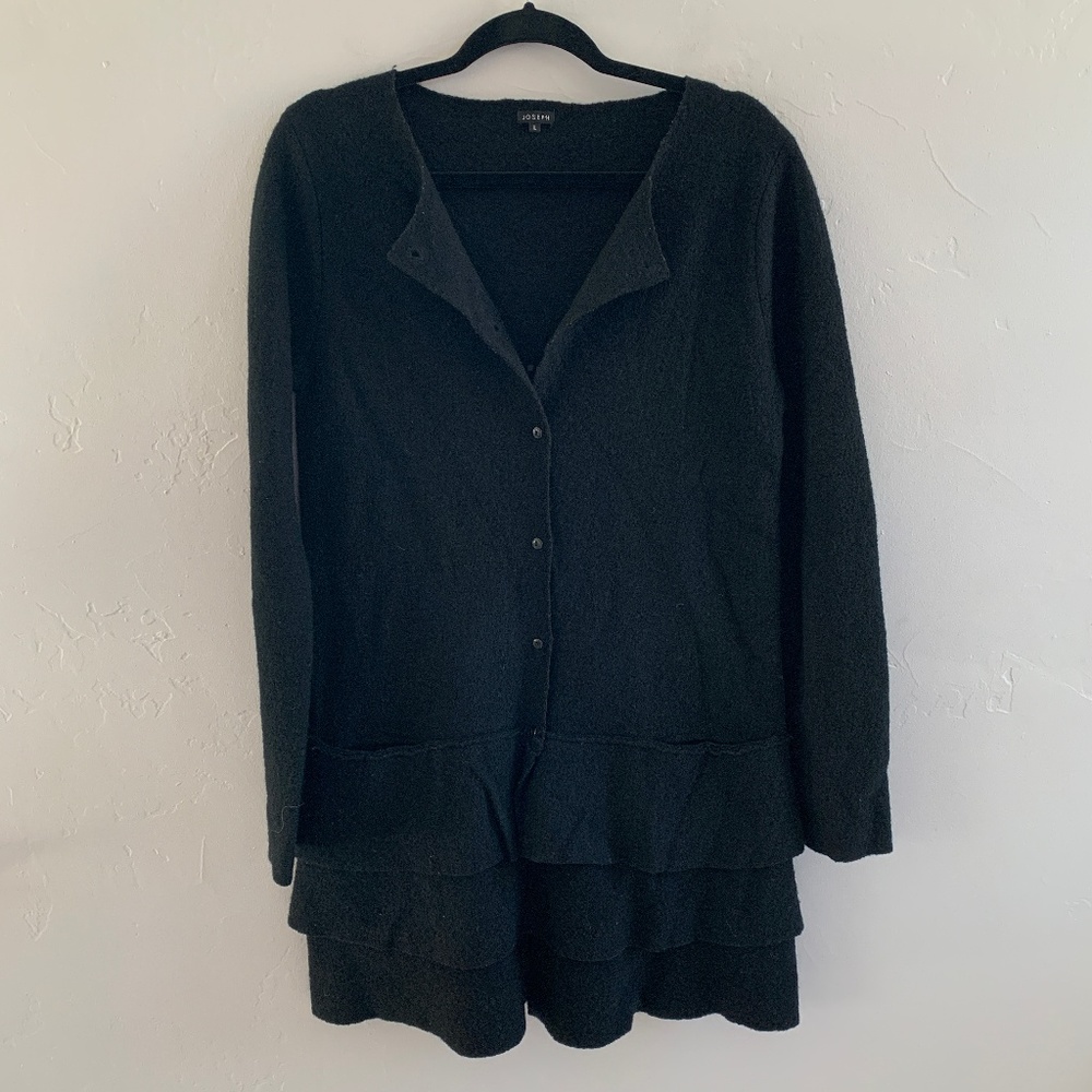 Joseph Wool Ruffle Long Cardigan Sweater L